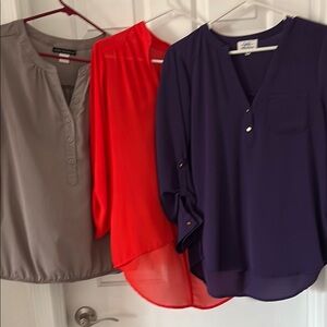 3 Elegant 3/4 sleeve Women's Blouse Trio -